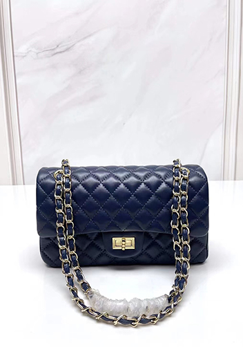 Adele Flap Medium Lambskin Gold Hardware Blue
