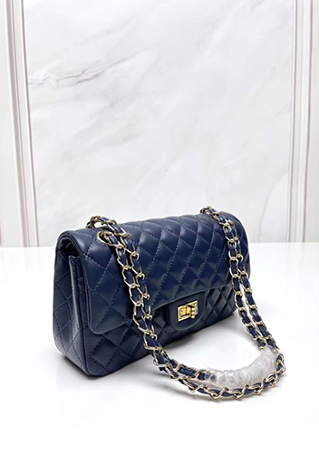 Adele Flap Medium Lambskin Gold Hardware Blue