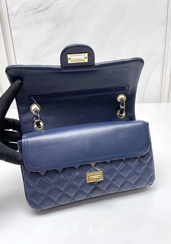 Adele Flap Medium Lambskin Gold Hardware Blue