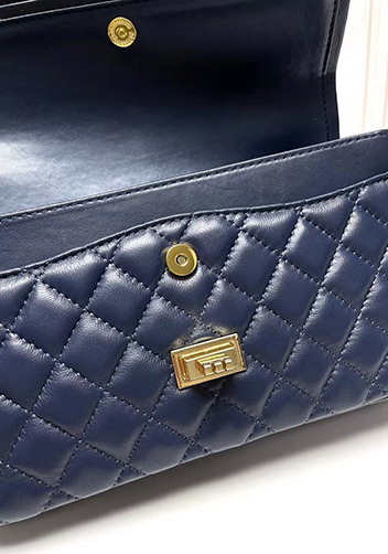 Adele Flap Medium Lambskin Gold Hardware Blue