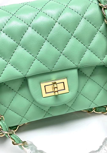 Adele Flap Medium Lambskin Gold Hardware Green