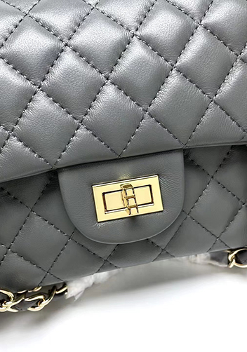 Adele Flap Medium Lambskin Gold Hardware Grey