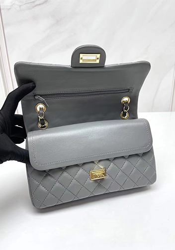 Adele Flap Medium Lambskin Gold Hardware Grey