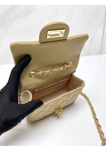 Adele Flap Small Lambskin Bag Beige