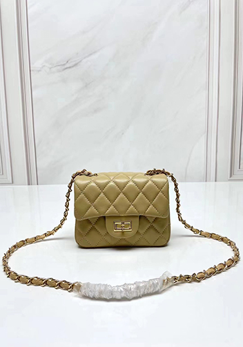 Adele Flap Small Lambskin Bag Beige