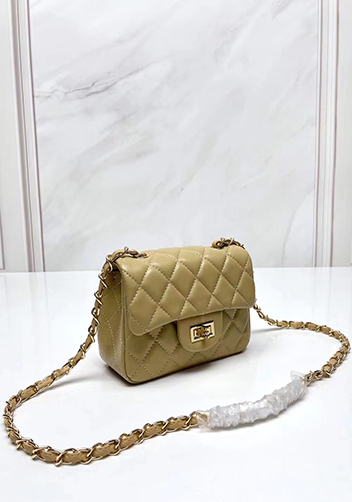 Adele Flap Small Lambskin Bag Beige