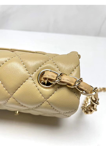 Adele Flap Small Lambskin Bag Beige