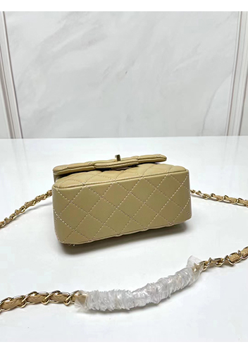 Adele Flap Small Lambskin Bag Beige