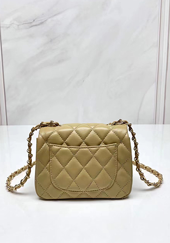 Adele Flap Small Lambskin Bag Beige