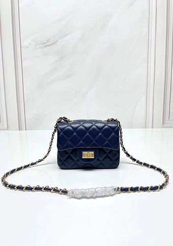 Adele Flap Small Lambskin Bag Blue