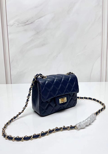 Adele Flap Small Lambskin Bag Blue