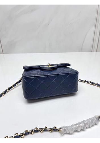 Adele Flap Small Lambskin Bag Blue