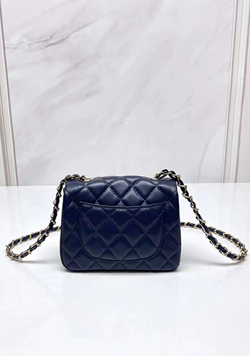 Adele Flap Small Lambskin Bag Blue