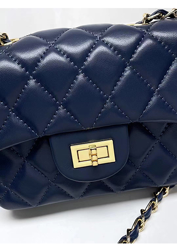 Adele Flap Small Lambskin Bag Blue