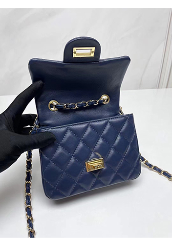 Adele Flap Small Lambskin Bag Blue