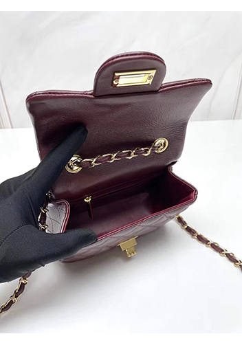 Adele Flap Small Lambskin Bag Burgundy