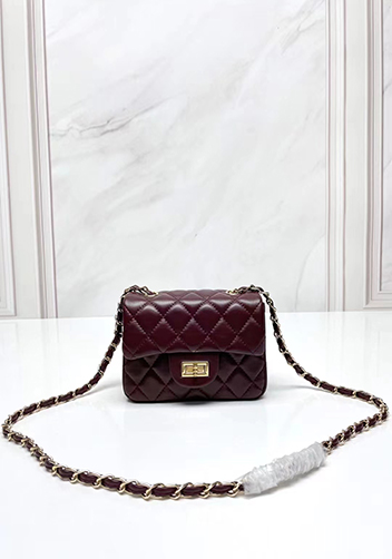 Adele Flap Small Lambskin Bag Burgundy