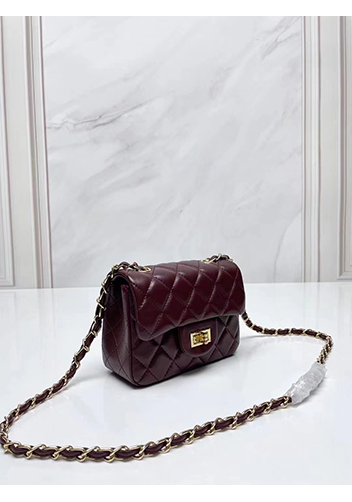 Adele Flap Small Lambskin Bag Burgundy