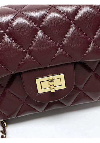Adele Flap Small Lambskin Bag Burgundy