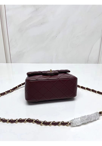Adele Flap Small Lambskin Bag Burgundy