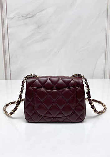 Adele Flap Small Lambskin Bag Burgundy