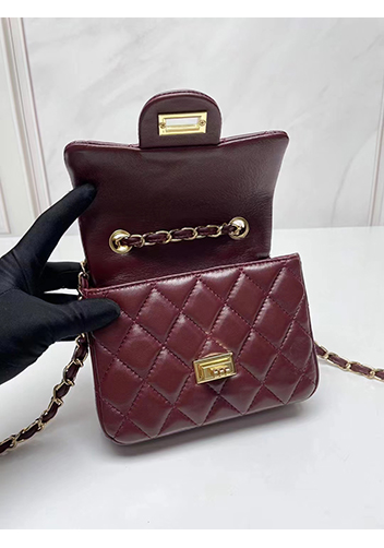 Adele Flap Small Lambskin Bag Burgundy