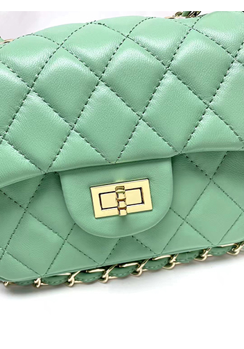 Adele Flap Small Lambskin Bag Green