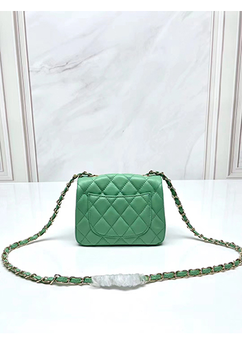 Adele Flap Small Lambskin Bag Green