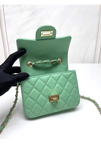 Adele Flap Small Lambskin Bag Green