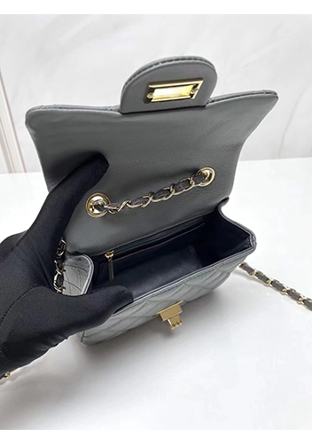 Adele Flap Small Lambskin Bag Grey