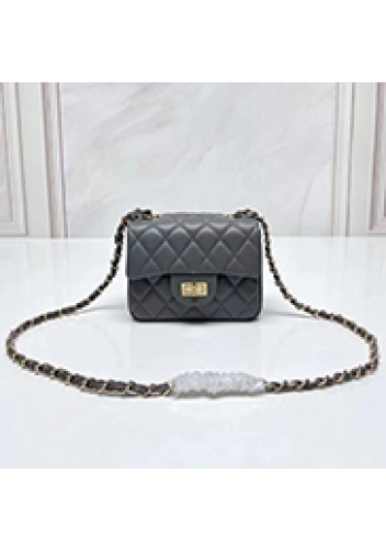 Adele Flap Small Lambskin Bag Grey