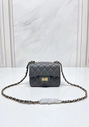Adele Flap Small Lambskin Bag Grey