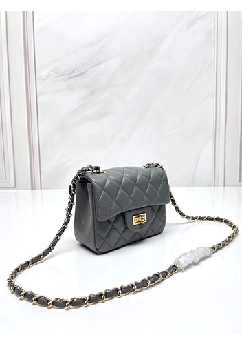 Adele Flap Small Lambskin Bag Grey