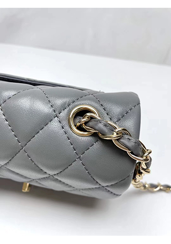 Adele Flap Small Lambskin Bag Grey