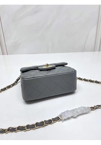 Adele Flap Small Lambskin Bag Grey