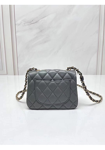 Adele Flap Small Lambskin Bag Grey