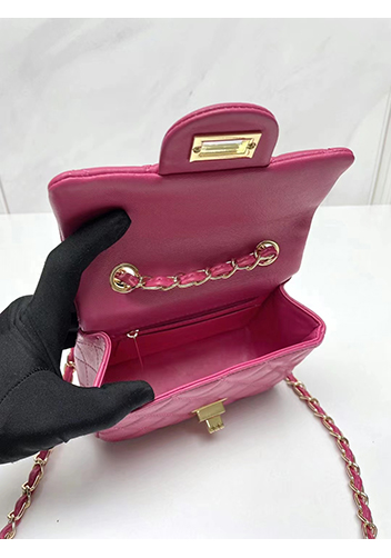 Adele Flap Small Lambskin Bag Hot Pink