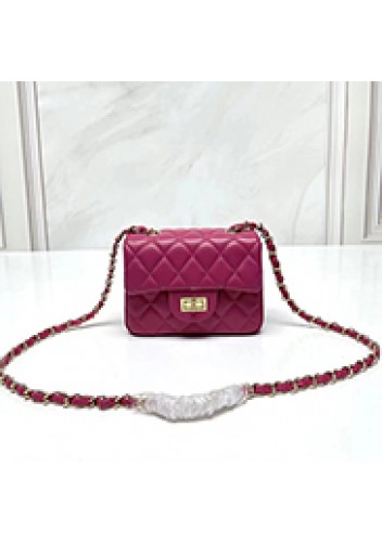 Adele Flap Small Lambskin Bag Hot Pink