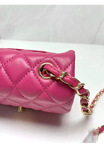 Adele Flap Small Lambskin Bag Hot Pink