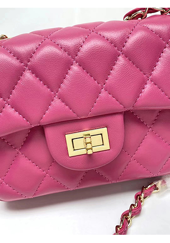 Adele Flap Small Lambskin Bag Hot Pink