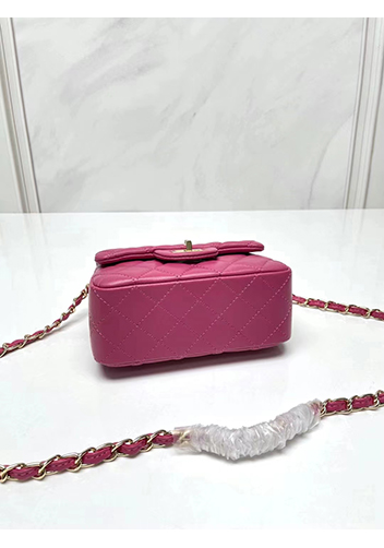 Adele Flap Small Lambskin Bag Hot Pink