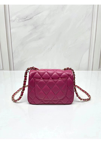 Adele Flap Small Lambskin Bag Hot Pink