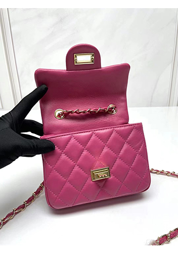 Adele Flap Small Lambskin Bag Hot Pink
