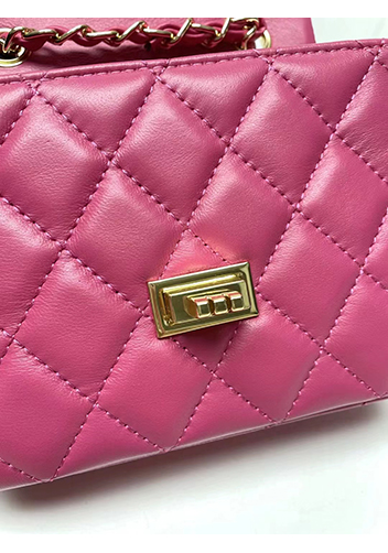 Adele Flap Small Lambskin Bag Hot Pink