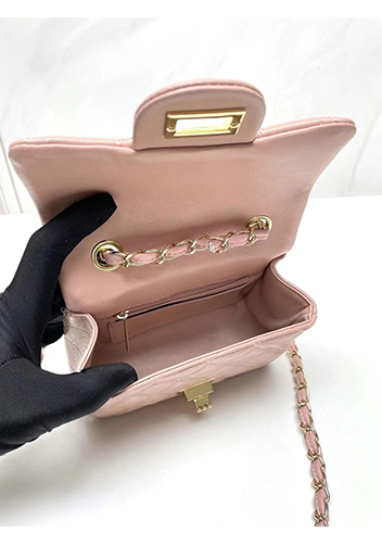 Adele Flap Small Lambskin Bag Pink