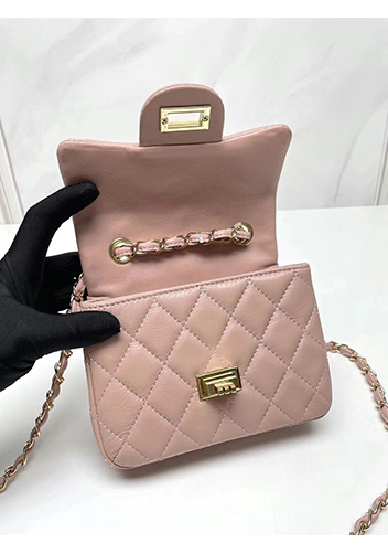 Adele Flap Small Lambskin Bag Pink