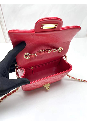 Adele Flap Small Lambskin Bag Red