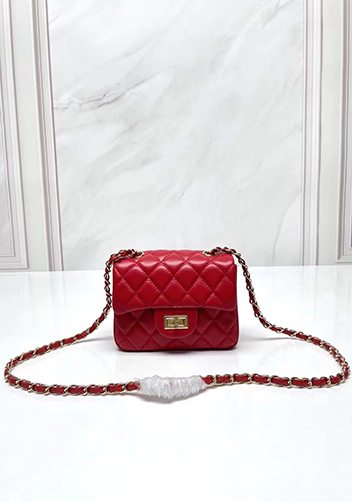Adele Flap Small Lambskin Bag Red