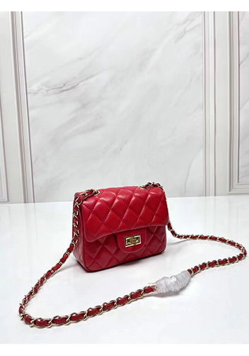 Adele Flap Small Lambskin Bag Red