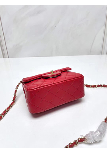 Adele Flap Small Lambskin Bag Red